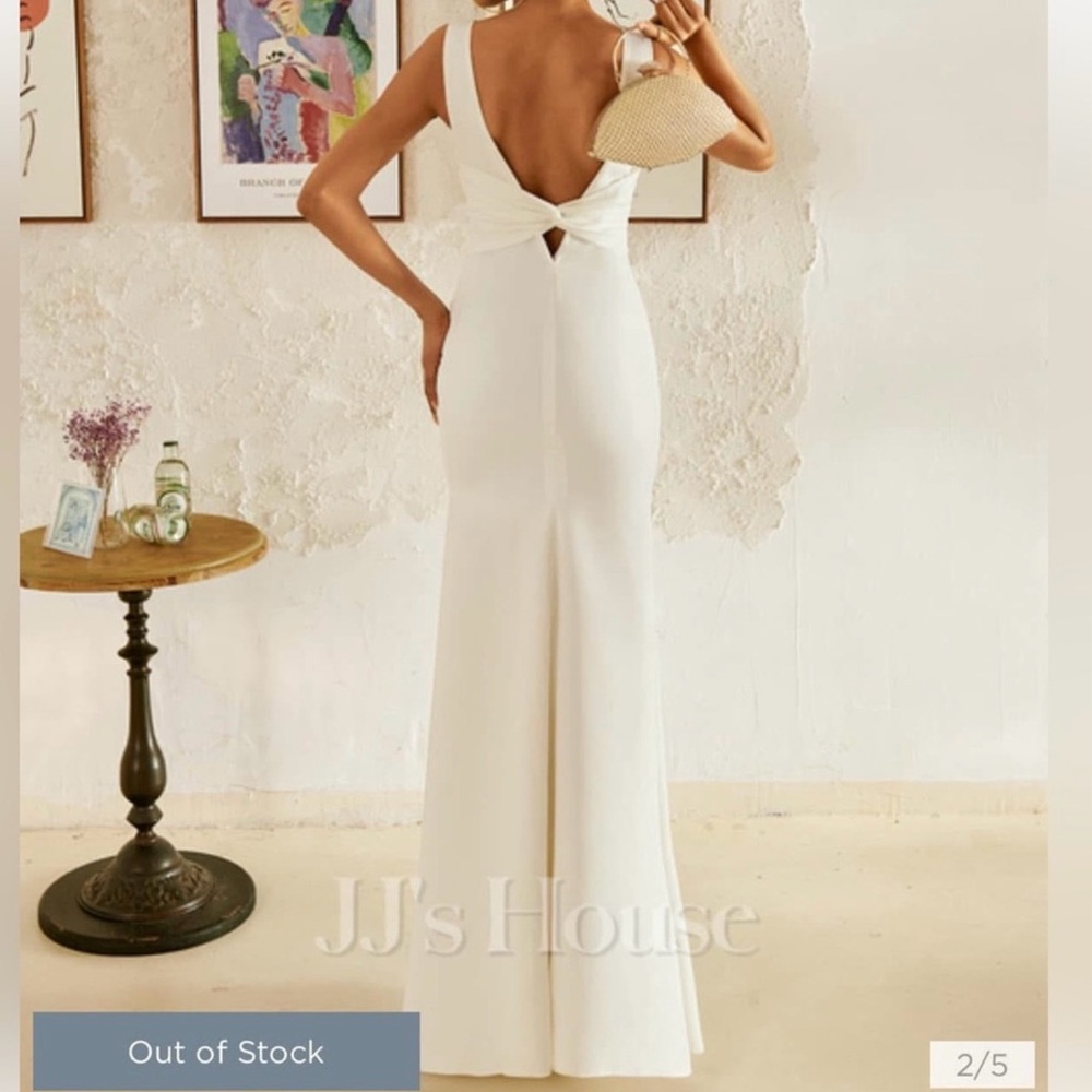 JJs House modern classic simple bridal gown, white, L, NWT - Picture 3 of 14